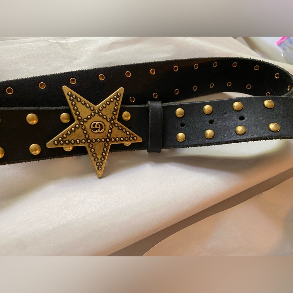 Pre-owned Gucci Star Buckle GG Belt
